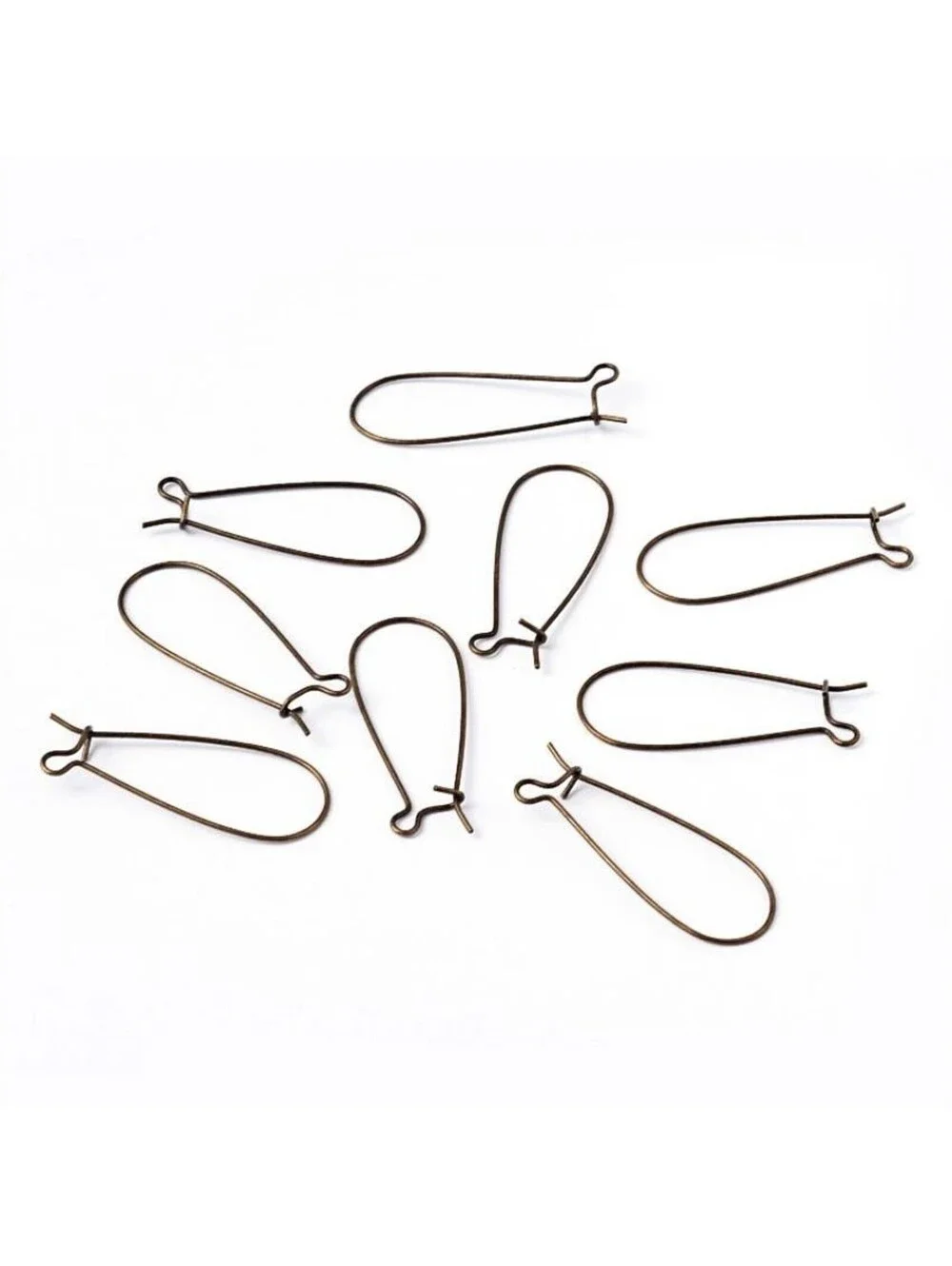Antique Brass Bronze Kidney Earwires Earring Findings 33mm Long Steampunk 10 pcs